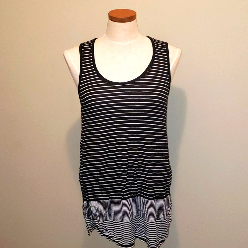 Max Studio Striped Tunic Black & White Small